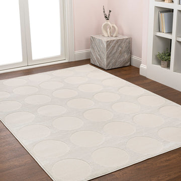 Adrian Modern Geometric Circle Dot High-Low Area Rug